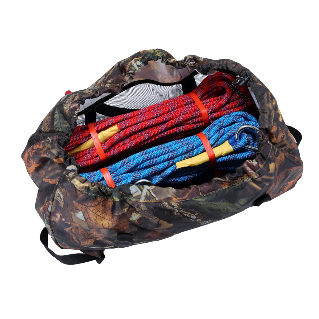 Folding 210D Nylon Rock Climbing Mountaineering Caving Rope Cord Bag with Ground Sheet Buckles Carry Straps