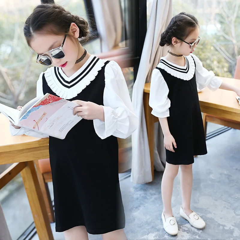 

Newest 2019 Kids Dresses for Girls Spring Autumn Princess Clothing Teenage Ruffles Sleeve Dress Toddler Clothes 3 8 10 12 Years