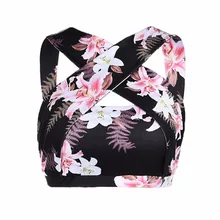 Женский спортивный бюстгальтер для фитнеса с цветочным принтом и перекрестной бретелькой через шею, бюстгальтер для йоги, сексуальный спортивный бюстгальтер с эффектом пуш-ап, короткие майки для бега в тренажерном зале