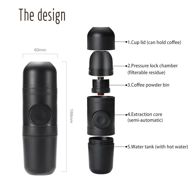 Mini Coffee Machine Hand Held Coffee Makers Pot Portable Compact Manual Espresso Maker Hand Pressure Express Coffee Maker (2)
