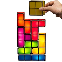 Прямая поставка обновления DIY тетрис ночник красочные стекируемые Tangram головоломки, 7 штук Светодиодный индукции переплетенных лампа 3D игрушки подарок