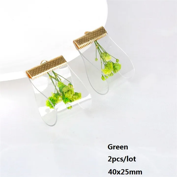 12  2pcs PVC Dried Flower Pendant For Hand Made Diy Earrings Necklace Jewelry Marking Stud Earrings Ear Clip Jewelry Accessories