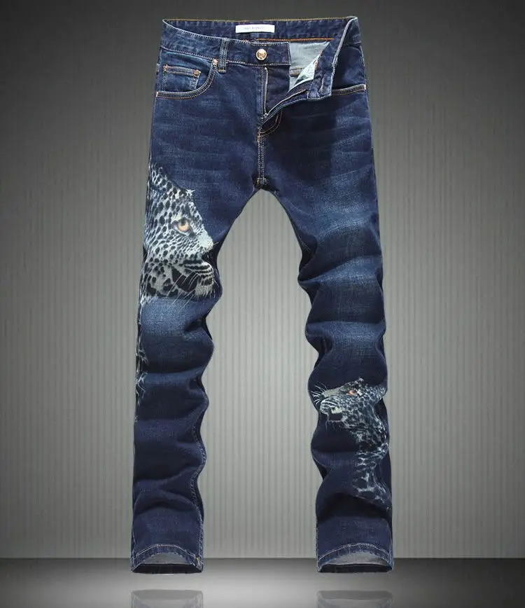 

Hot sale Novelty Leopard Print Men Jeans Fashion Denim Trousers