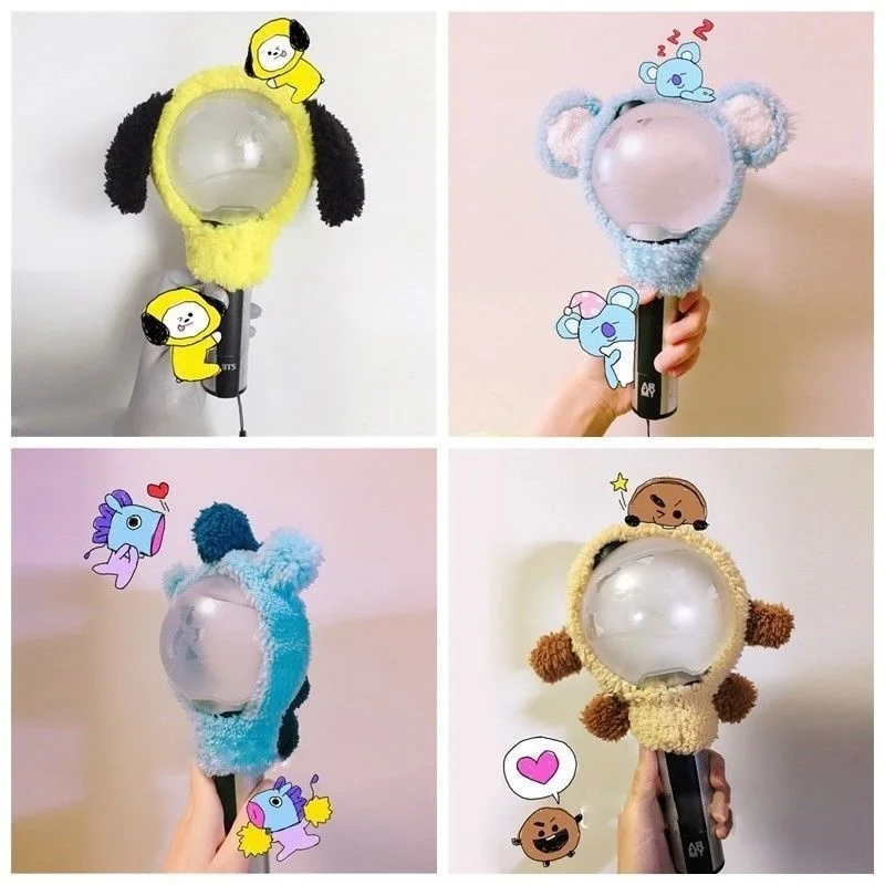 

KPOP Bangtan Boys BTS BT21 Chimmy Shooky Koya Mang COOKY Light Stick Case Plush Head Cover Headband LightStick Fashion