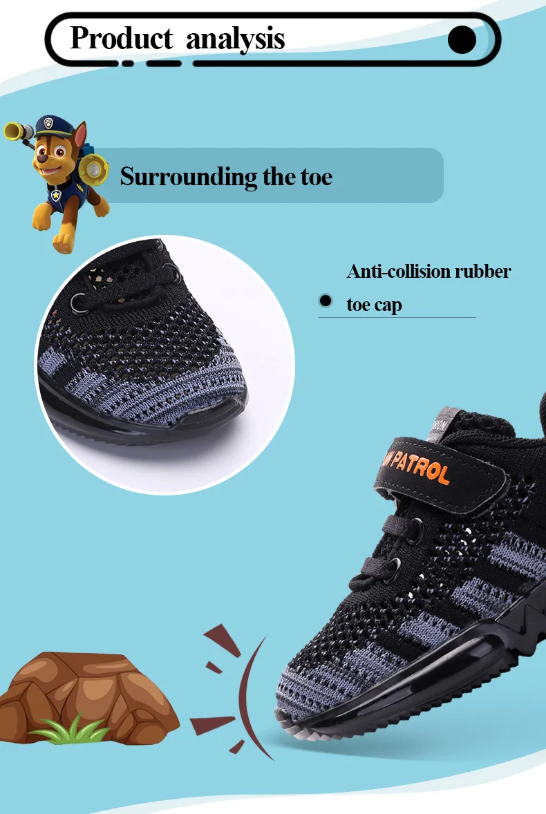 PAW PATROL/Детская спортивная обувь для мальчиков, Весенняя Нескользящая дышащая обувь, повседневные кроссовки на мягкой плоской подошве для мальчиков и девочек, размер 21-30
