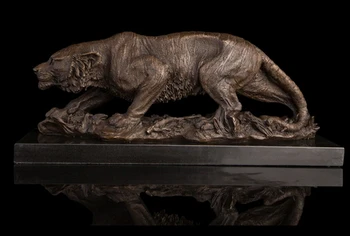 

Copper decoration Fine Buddha Brass Hot Wax polished Bronze Tiger Statue Pure Handmade Hungry Tiger Bronze Sculpture signed