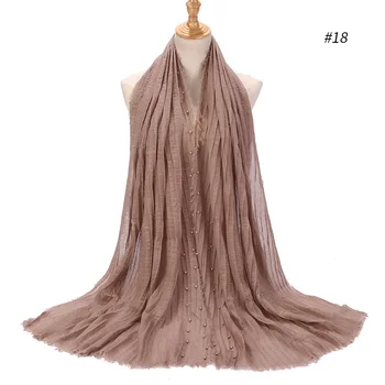 

10 PC/lot Women Plain Bubble Cotton Beads Wrinkle Scarf Shawl Solid Crumple Pearl Wrap Pashminas Headband Foulards Muslim Hijab