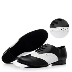 Стандартный туфли для латинских танцев Брендовые мужские спортивные джаз обувь каблук 4 см черный с белым социальные танцы кроссовки из