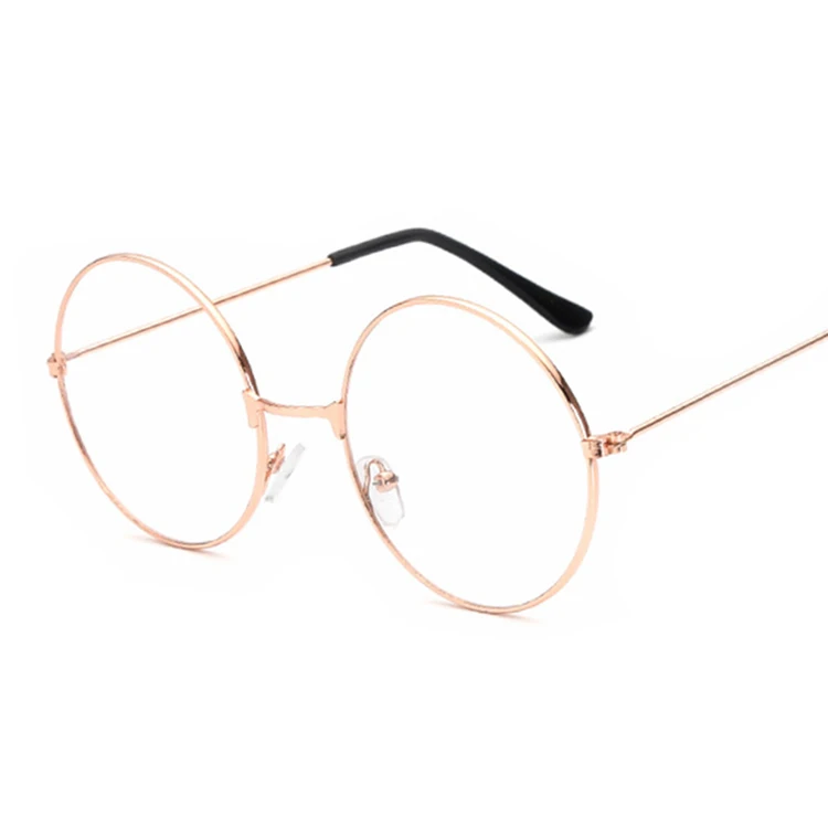 Новые дизайнерские женские и мужские очки es оптическая оправа металлическая круглая стеклянная оправа es Прозрачные Линзы для очков черное серебряное Золотое стекло для глаз - Цвет линз: Золотой