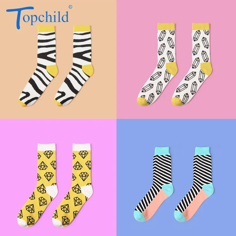 Topchild счастливые носки тренд креативные с героями мультфильмов модные зимние