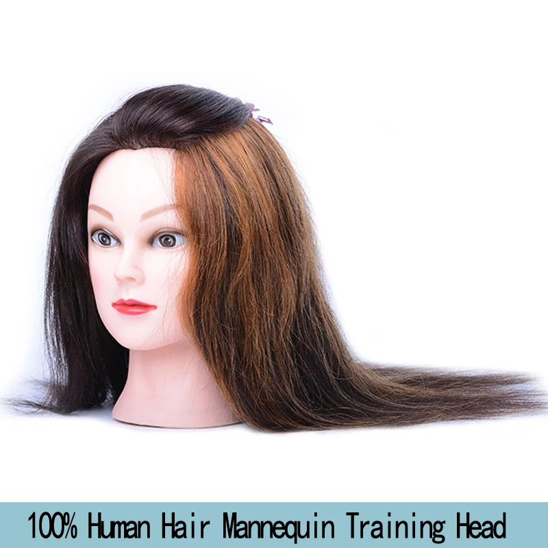 

Free Shipping 100% Human Hair Mannequin Training Head 16" Hairdressing Head With Natural Black Human Hair Can Be Permed Bleached