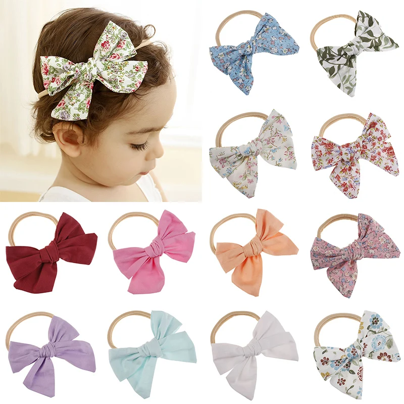 

hot Girls infant nylon headband Multi Colors Bow Knot hairband Bandage Toddlers Headwear Clothing wedding party hair Accessories