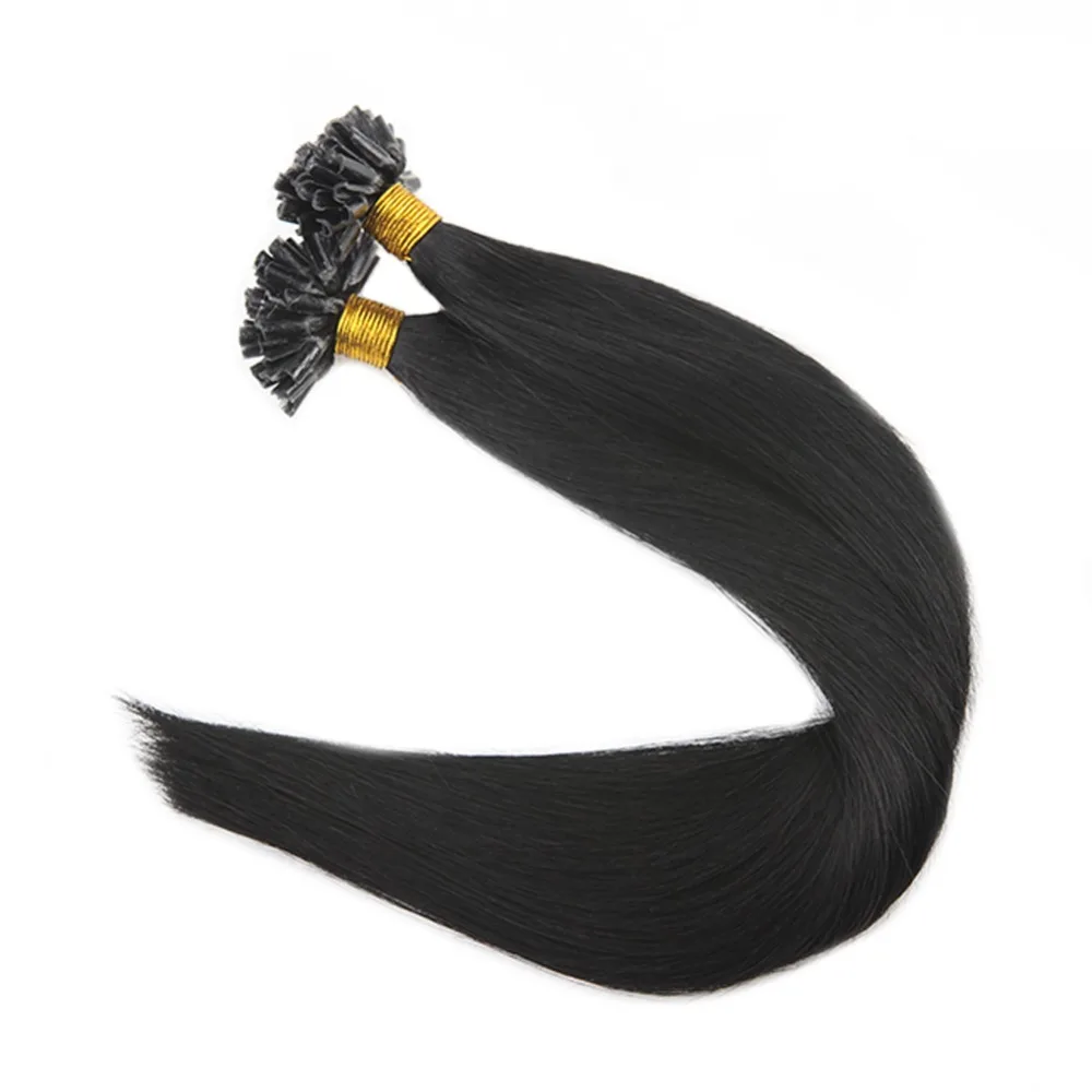 

Full Shine Pre Bonded U Tip Hair Extensions Color#1 Jet Black 1g/Strand 50g 100%Remy Human Hair Extensions U Tip Hair Extensions