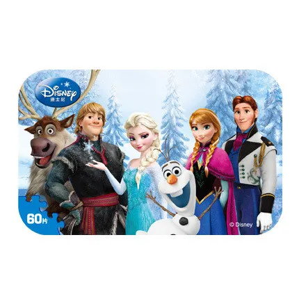 Disney Iron Box Puzzle Wooden Toys Early Learning 60 Pieces Mickey Ice Snow Princess Sophia Racing Puzzle - Цвет: 7