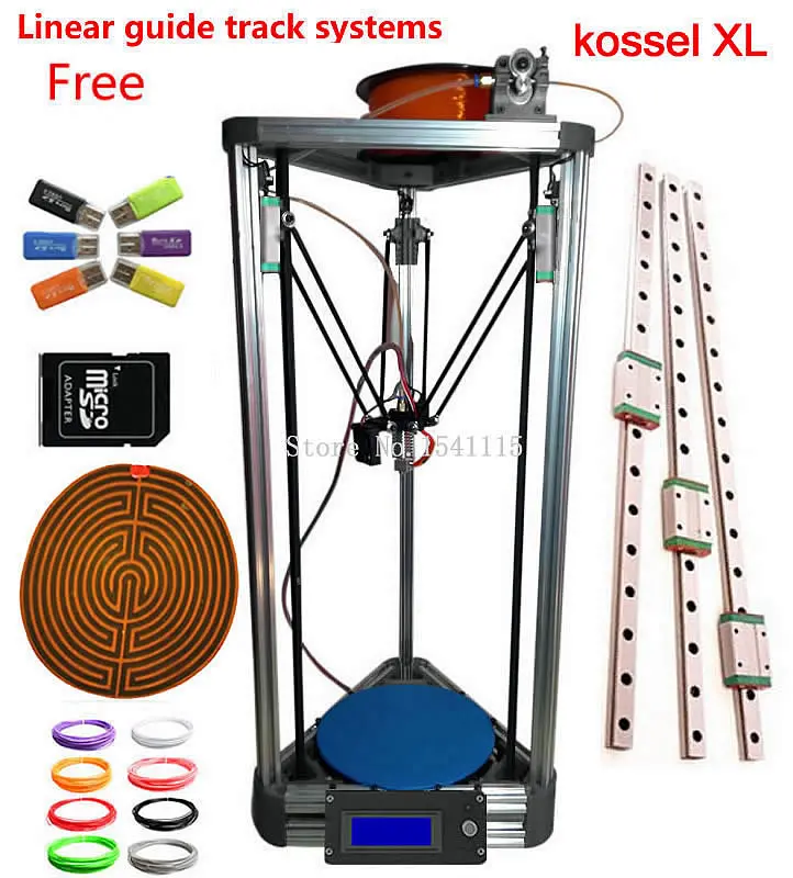 

silver 3d Printer Kossel xl MEGA2560 With Lcd Rostock Reprap kossel k800 xl 3d Printer kit