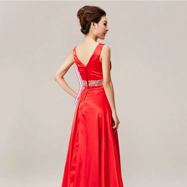 red colour one piece long dress