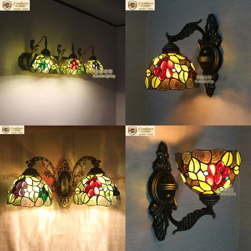 

light grape wall light minimalist bathroom wall mirror wall garden style double wall lamp A1 DF7