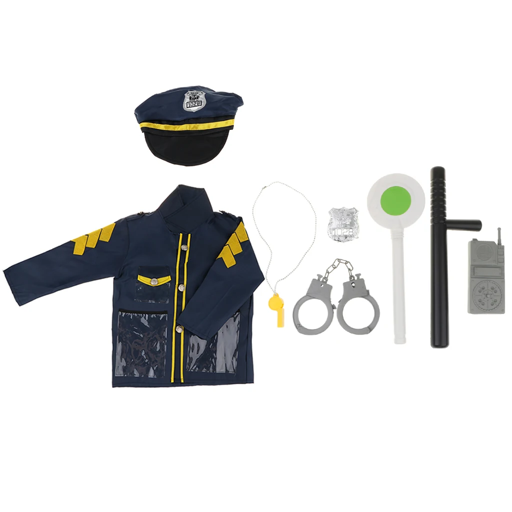 8 шт. полицейские форма полицейского ролевые игры комплект со шляпой, манжетами и другими аксессуарами для ролевых игр маскарадный костюм