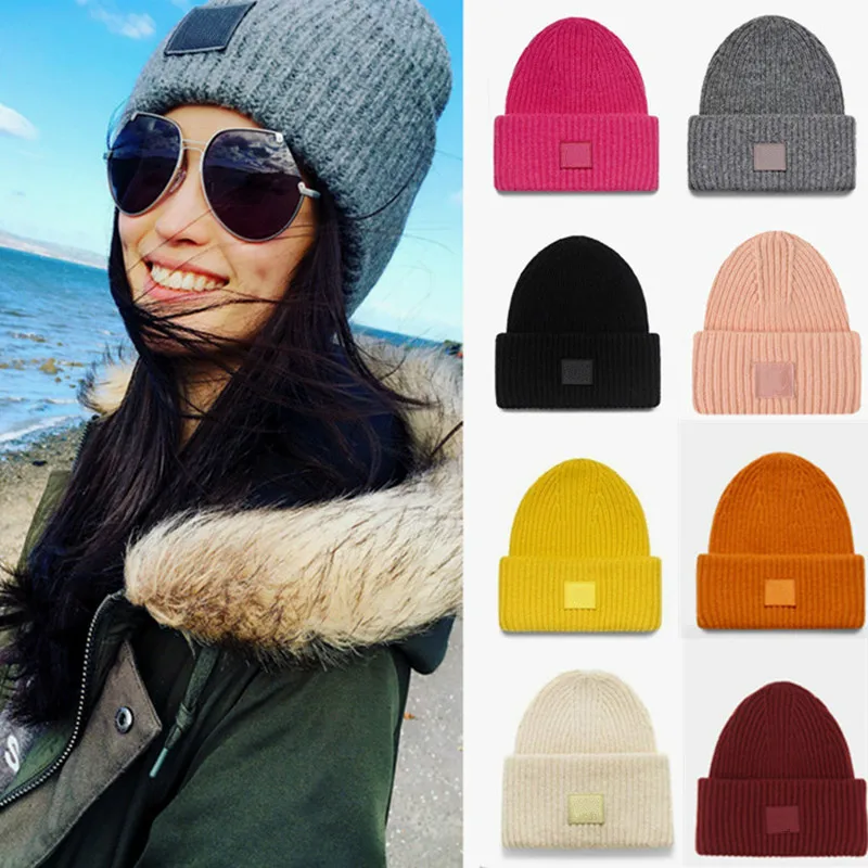 New Smiley hats  knitted wool caps thick needles wool winter hats boys and girls