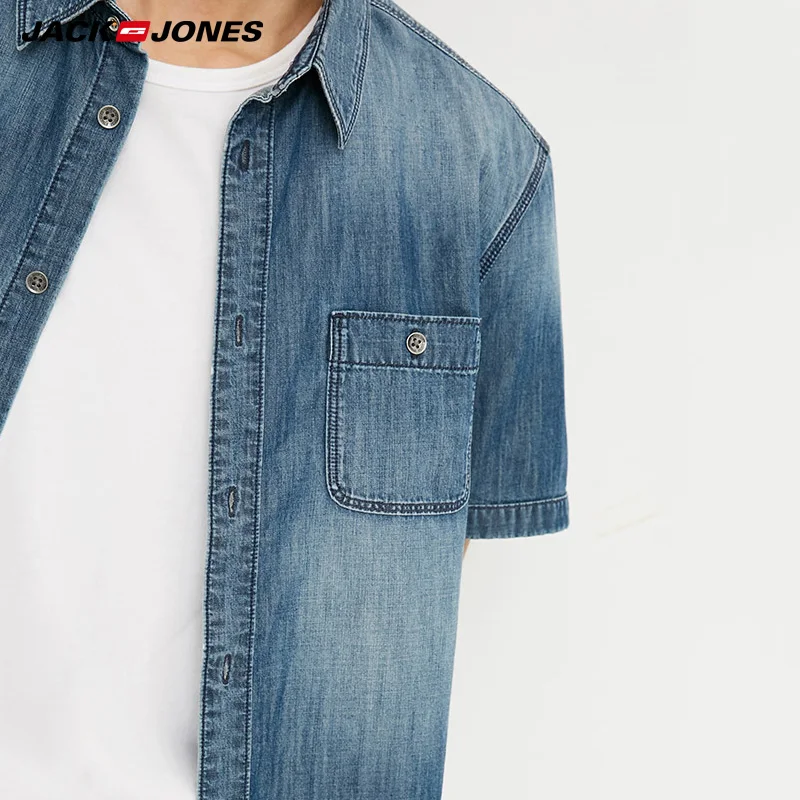 JackJones Для мужчин весенне летние шорты с длинными рукавами джинсовая рубашка J |