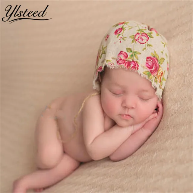Vintage baby boy girl linen floral hat cheap newborn baby photo shoot props infant photo outfits Vintage baby boy girl linen floral hat cheap newborn baby photo shoot props infant photo outfits