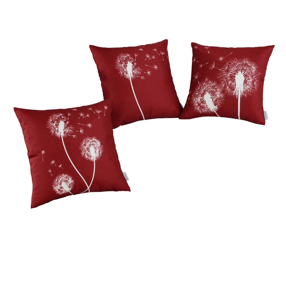 

2PCS Square CaliTime Pillows Shell Cushion Cover Home Sofa Decor 18"X18"(45cmX45cm) Burgundy Ground Single Dandelion Print