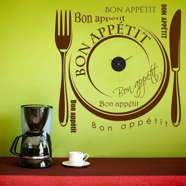 

Wall Clock Sticker - Fork Knife Bon Appetit Decal Sticker Decal DIY Modern Design Creatively Acrylic&Vinyl Kitchen Decor