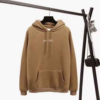 

Yan Mu Xi 2018 New Winter Pullover Leisure Thick Ladies Sweatshirt Fashion Letter Print Harajuku Loose Hooded High Quality Tops