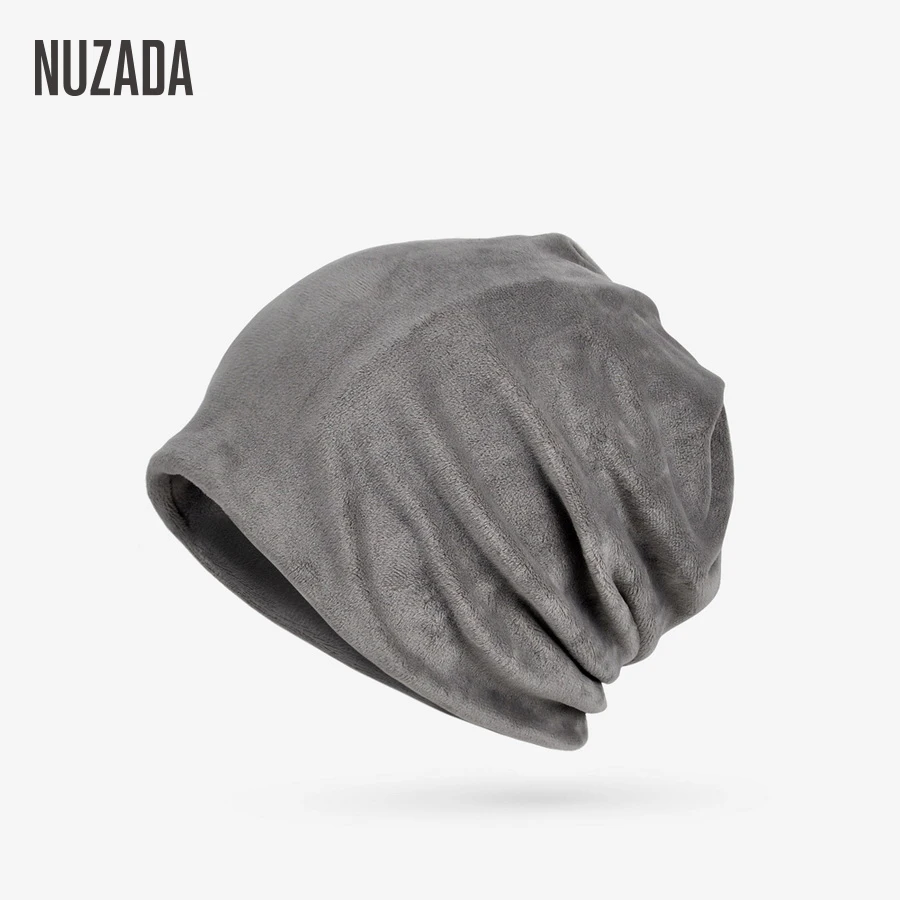 

NUZADA Winter Hat Solid Color Unisex Men Women Skullies Beanies Hedging Cap Knit Knitted Double Layer Caps Bonnet Two Functions