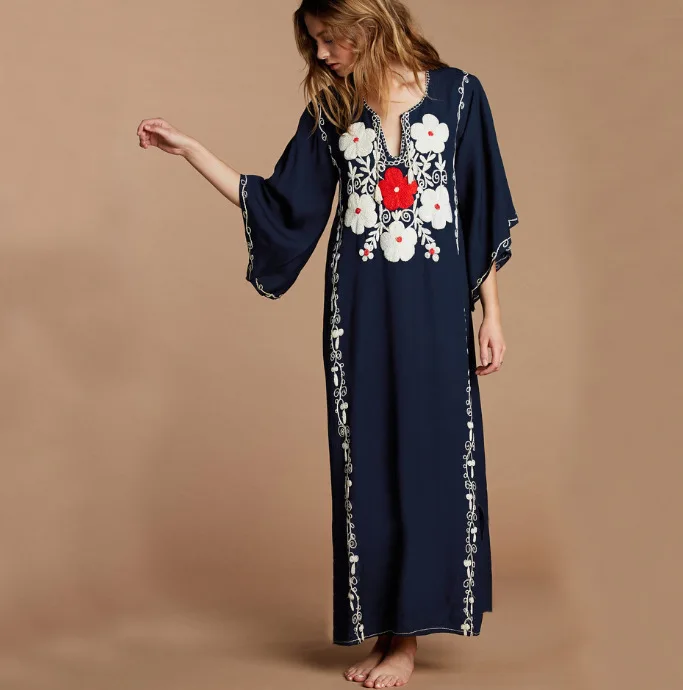 

Beach Cover Up Woman Swimsuit For Dress Summer Dresses Women 2019 Pareo Tunics Euro Cotton Embroidered Blouses Skirt Animal