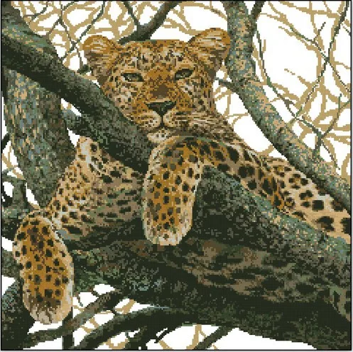 CS-1159 cross stitch kit leopard on tree at, rest leopard.jpg