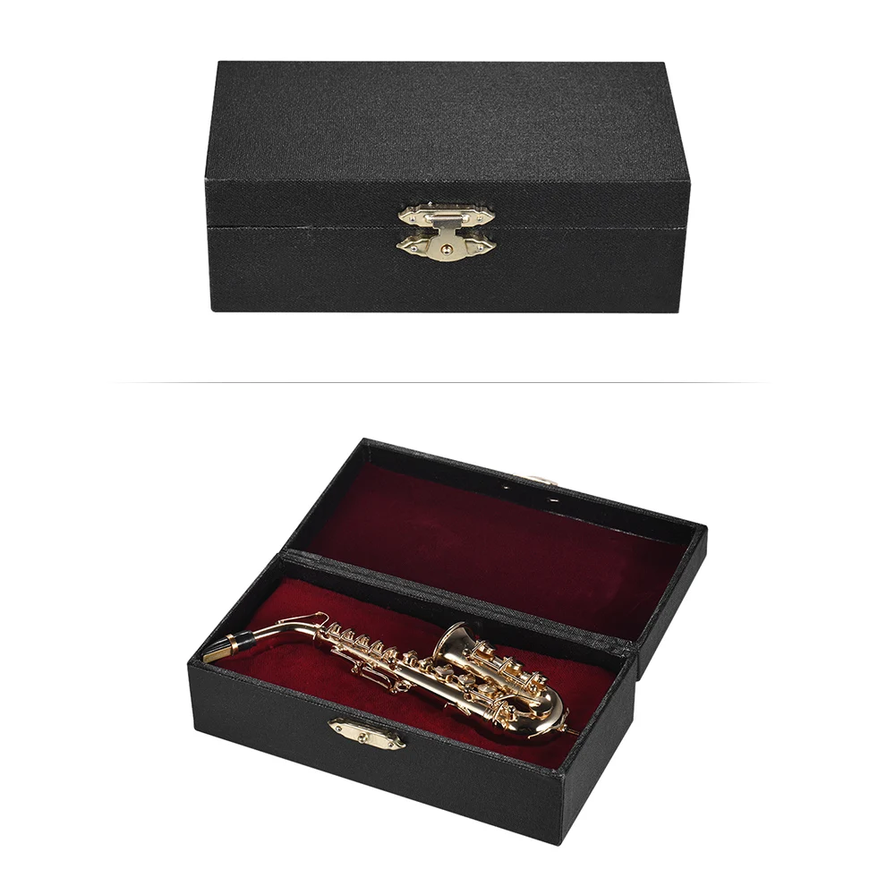 Мини Alto, саксофон, латунь Sax модель изысканный Настольный музыкальный рамка приборной панели украшения музыкальный подарок с изысканная коробка