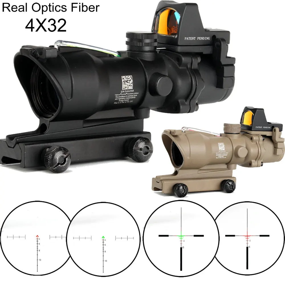 Ohhunt Hunting ACOG 4X32 оптический прицел с реальным волоконным покрытием сетка BDC красной