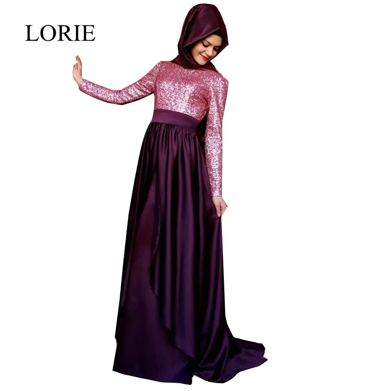 2016 Purple font b Hijab b font Long Dress Abaya Kaftan Sparkly Sequins Muslim Long Sleeve