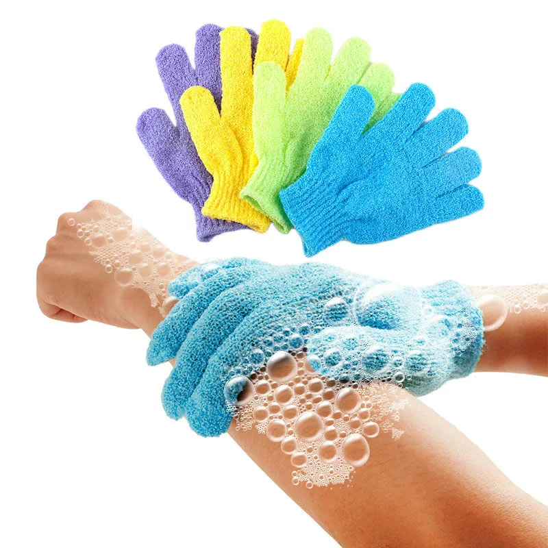 

2 Pcs Shower Bath Gloves Exfoliating Wash Skin Spa Massage Body Scrubber Cleaner Randomly Color Bathroom Accessories