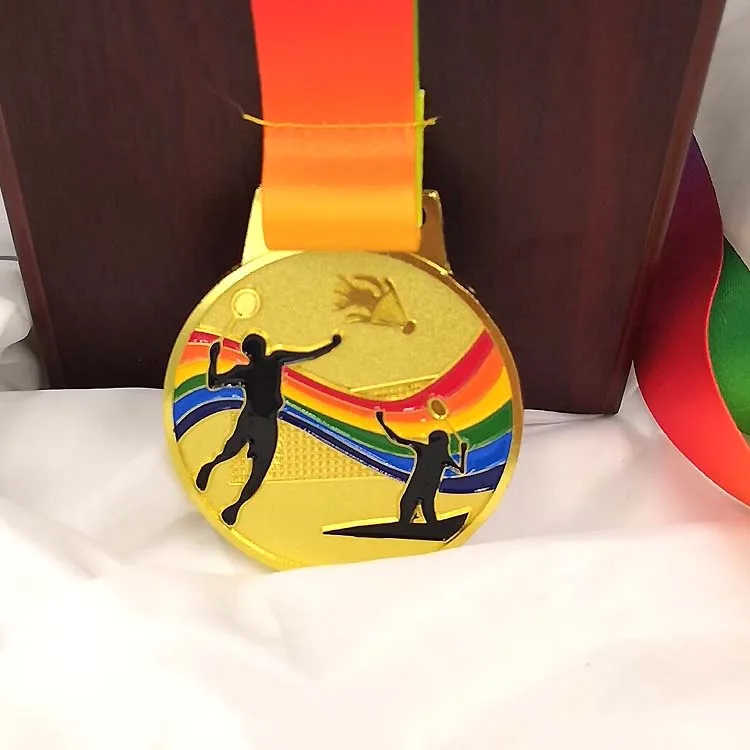 

Color New Metal Medal Match Medals Badges Souvenirs The Badminton Medal Medal=3pcs with good ribbon School sports Metal