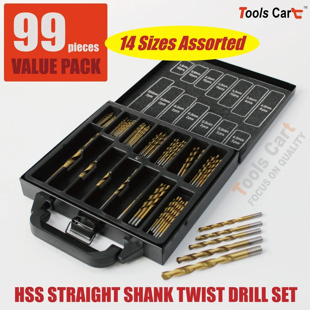 

14 Sizes Assorted Drill Bit 1.5-10mm HSS Straight Shank Electrical Tool Twist Drilling DS-99