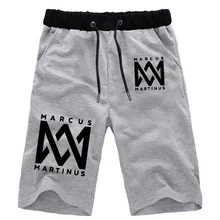 Короткие штаны унисекс; летние спортивные дышащие штаны; хлопковые спортивные штаны с принтом Маркуса и мартинуса; брюки до колена для занятий фитнесом