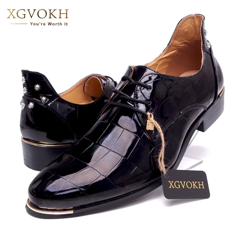 size 37 47 Korean version trend men rivets oxfords Fashion lace up pointed toe patent leather