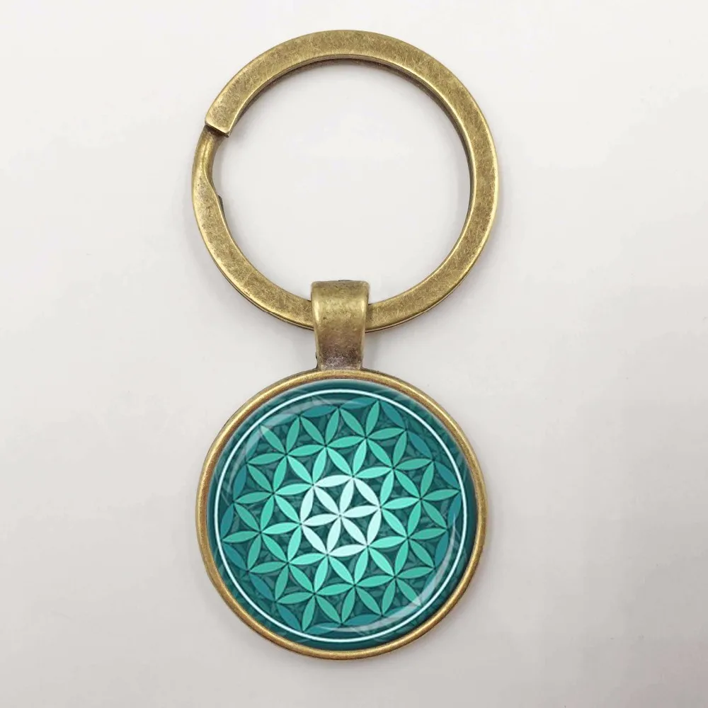 Кулон цветок жизни Teal Green Aqua духовные украшения вдохновляющее ожерелье