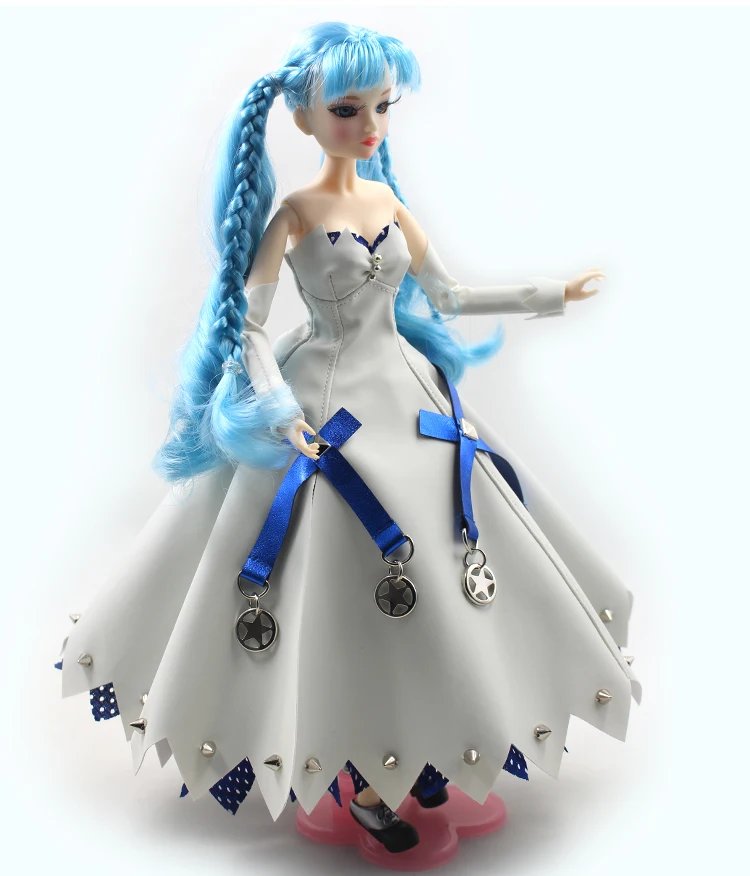 

MM girl blyth doll bjd neo free shipping blue long hair with pink dress stocking stand and box, gift toy 1/6 30cm