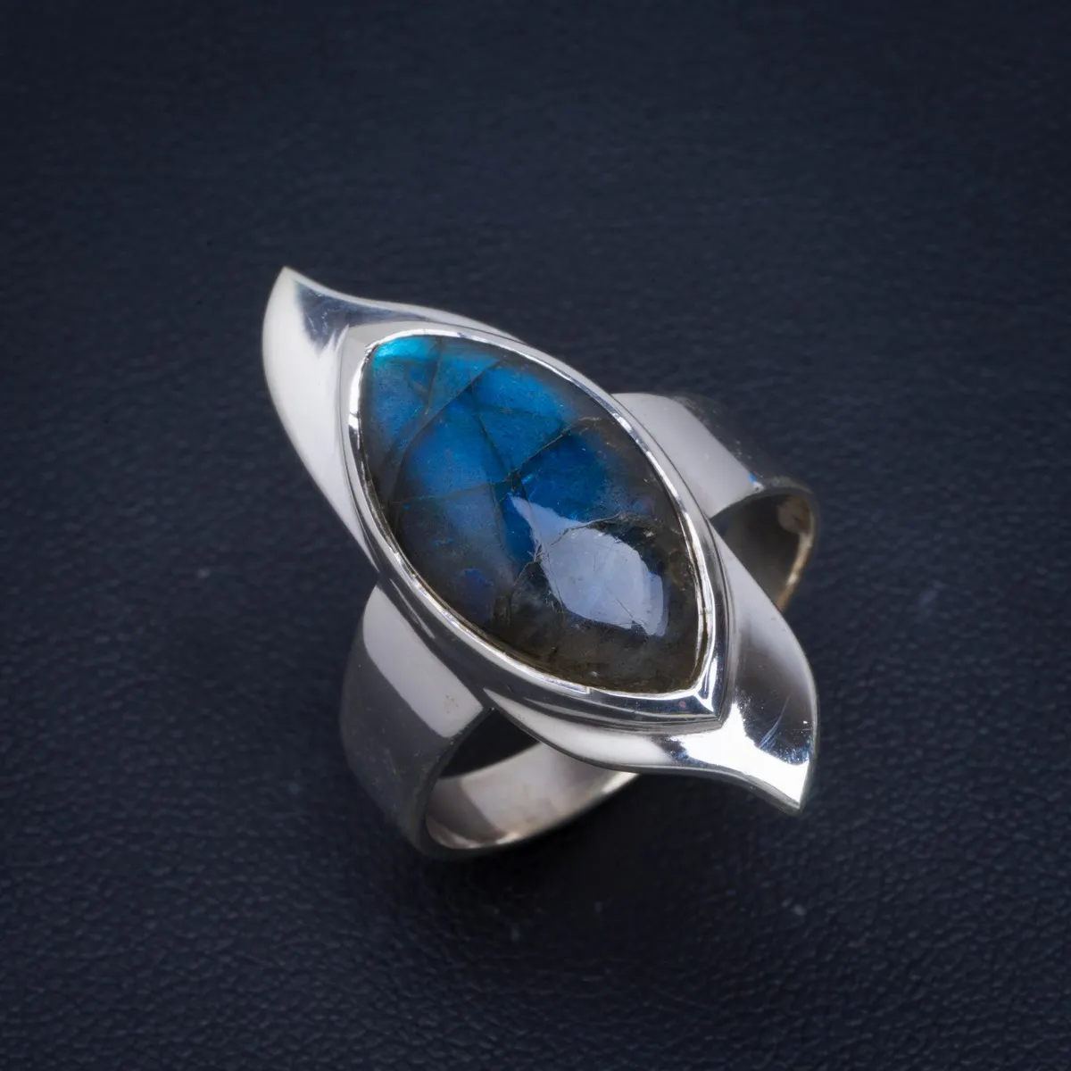 

Natural Blue Fire Labradorite Handmade Unique 925 Sterling Silver Ring 9.75 B1085