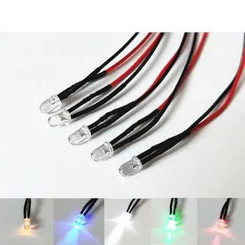 

5MM LED Lamp Beads with 20CM Bonding Wire 3V light emitting diode Signal Light Indicator 200pcs