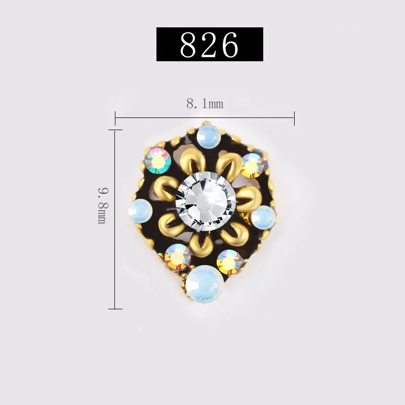 24 дизайна, 10 шт., Ретро стиль, металлический сплав, стразы для дизайна ногтей, 3D Советы, сделай сам, Ювелирное Украшение, сплав, бриллиант, кристалл, ногти, аксессуары - Цвет: 826