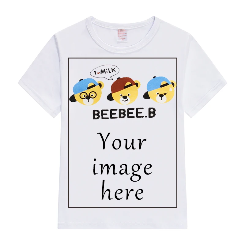 

Modal Boys Girls Tshirts DIY Your Own Tops Tee Children Short Sleeved Kids White Shirts Customized Print Design Image Cartoon