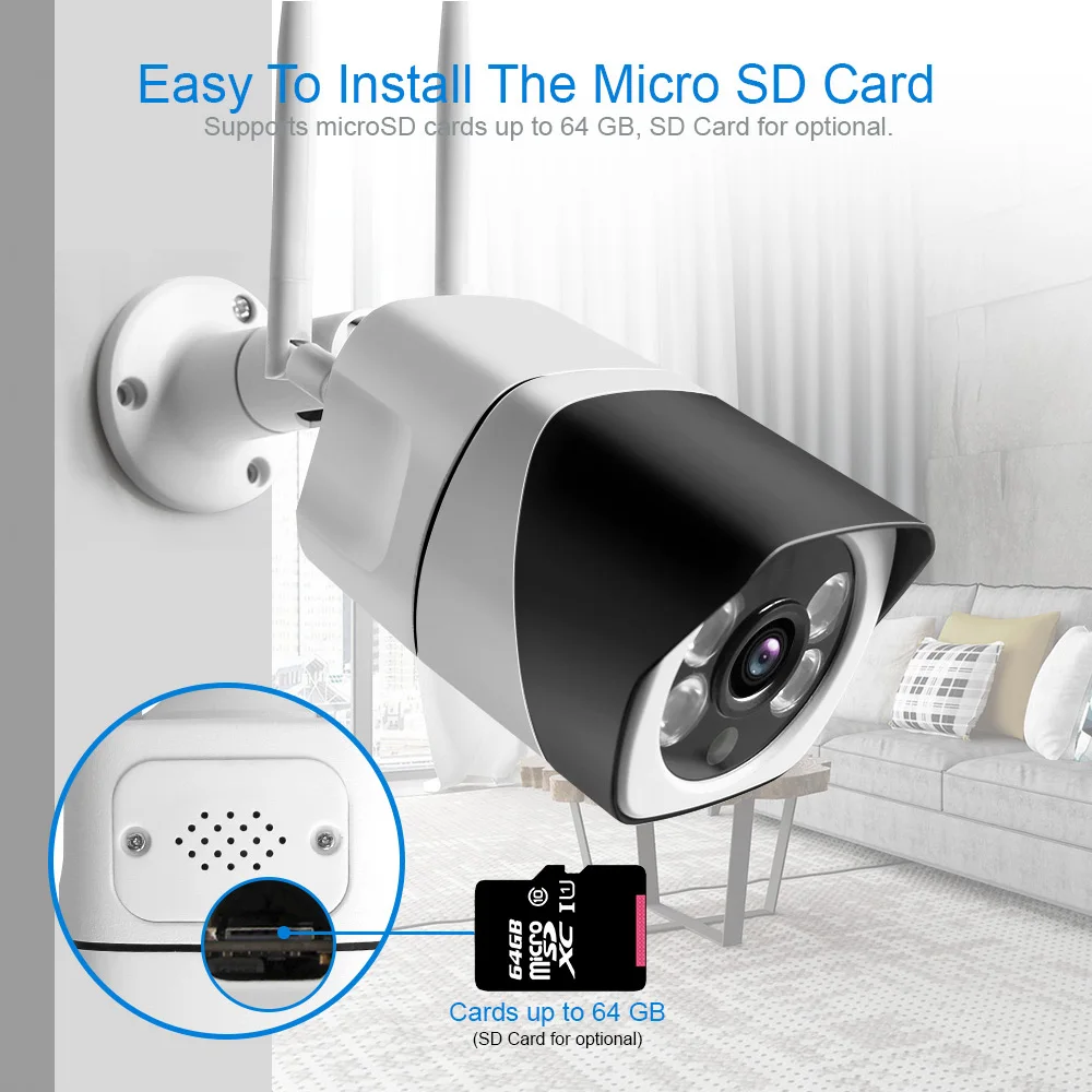  HD 5MP Wifi IP Camera ONVIF 1080P Wireless Wired CCTV Bullet Camera Outdoor Two Way Audio TF Card S - 33027295227