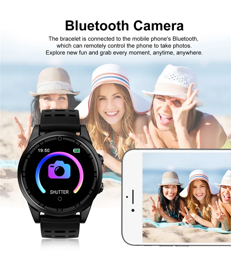 Smart watch fitness waterproof for Android IOS Bluetooth Camera