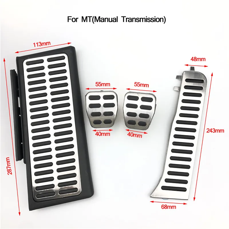 Автомобильные аксессуары акселератора Тормозной сцепления педали для ног для Audi Q3 2013- автоматический, ручной Нержавеющая сталь измененная прокладка - Название цвета: for MT 4pcs
