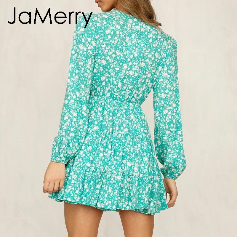 JaMerry винтажное богемное платье с цветочным принтом синего цвета женские летние