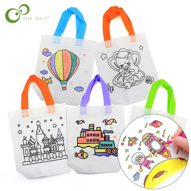 10Pcs Antistress Puzzles Educational Toy for Children DIY Eco-friendly Graffiti Bag Kindergarten Hand Painting Materials GYH